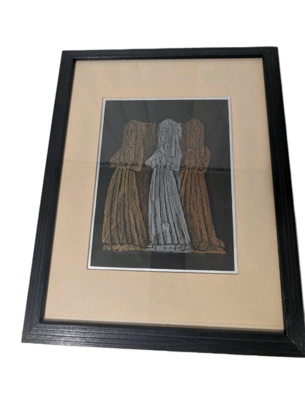 Artwork Children of Oliver & Elizabeth St. John Brass Rubbing Framed 15.5"x12.5"